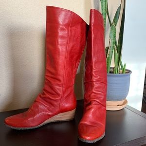 Frye wedge heel boots